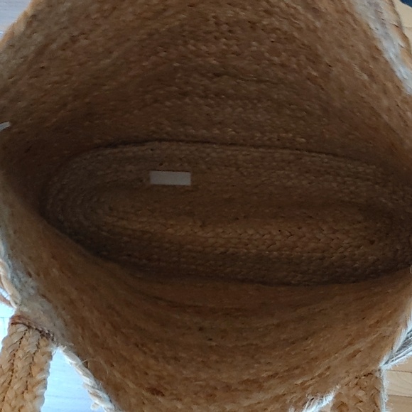 NWT Magid Large Metallic Leopard Print Jute Tote with Fringe and Tassels - Picture 6 of 9